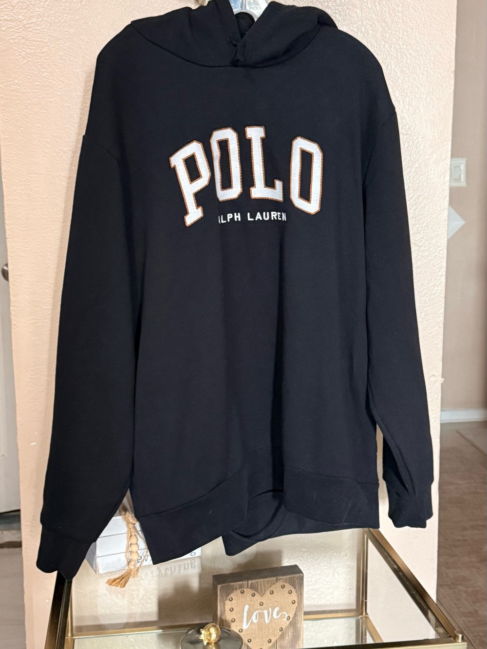 Polo by Ralph Lauren Black Crewneck Hoodie with White Lettering